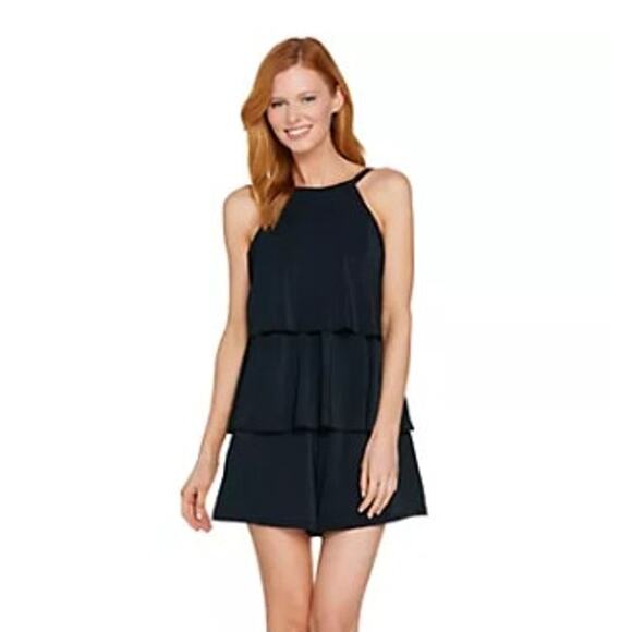 New NWT Fit 4 U UR Hips One Piece QVC Swim Romper Dress Size 10 Black - Picture 1 of 11